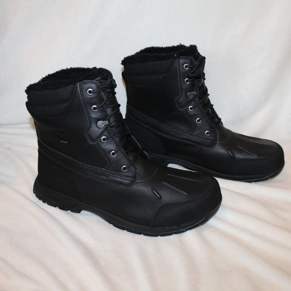 NIB UGG MEN\'S FELTON WINTER LEATHER SHEARLING LINED BOOTS‎ BLACK main image 6